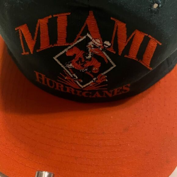 Vintage Miami Hurricanes Snapback Hat Cap NCAA 90s Green Bill Made In USA - Picture 2 of 9